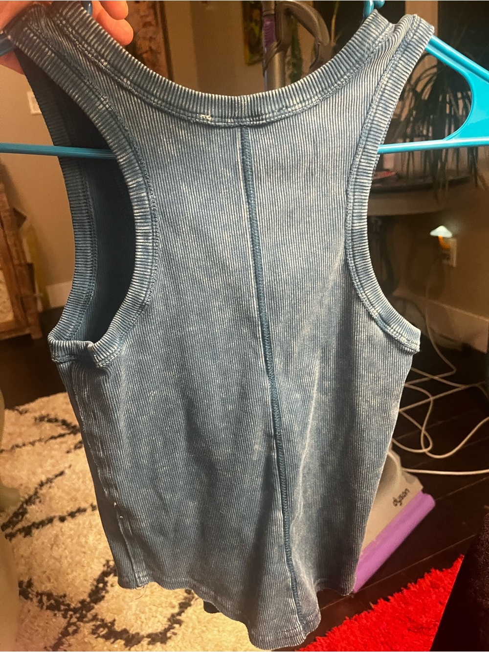 Double Zero Slate Blue Ribbed Tank - Picture 3 of 3